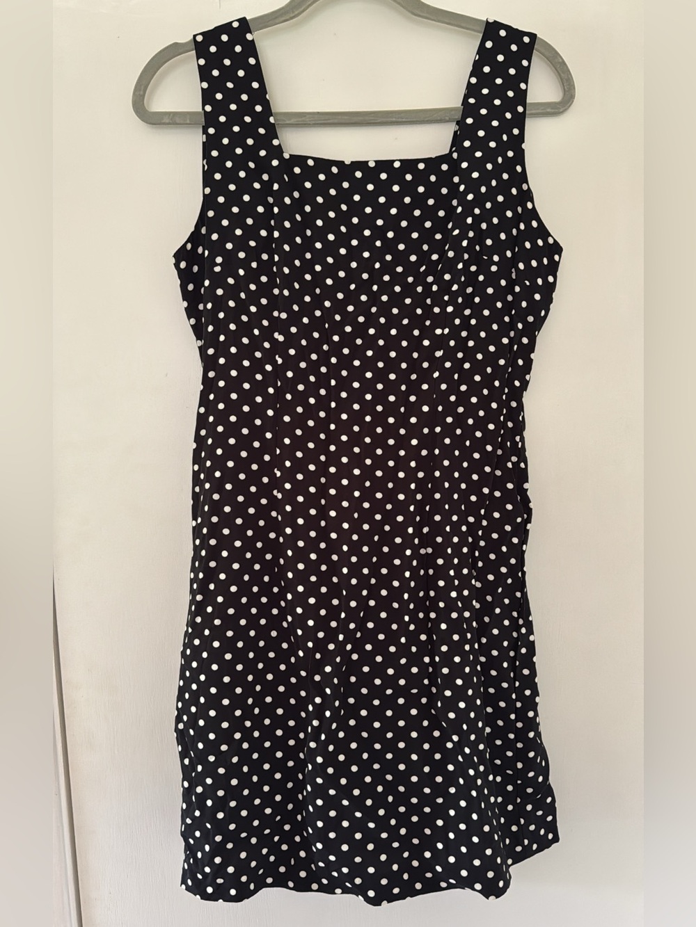 Vintage 80’s Black Polka Dot Sleeveless Dress Retro